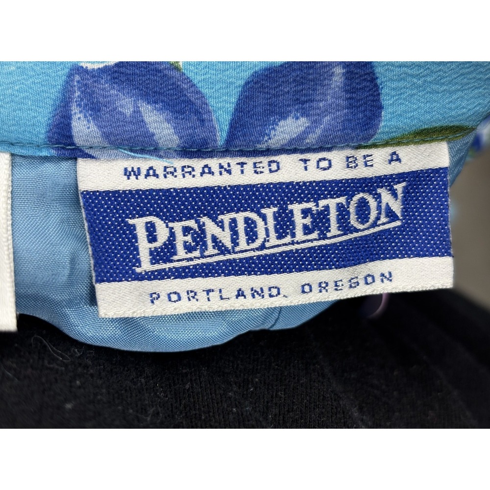 Pendleton Silk Midi Skirt Blue Floral A-Line‎ Classic Preppy Women 12 - Picture 7 of 8